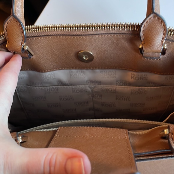 Michael Kors cognac structured satchel purse - Picture 6 of 9